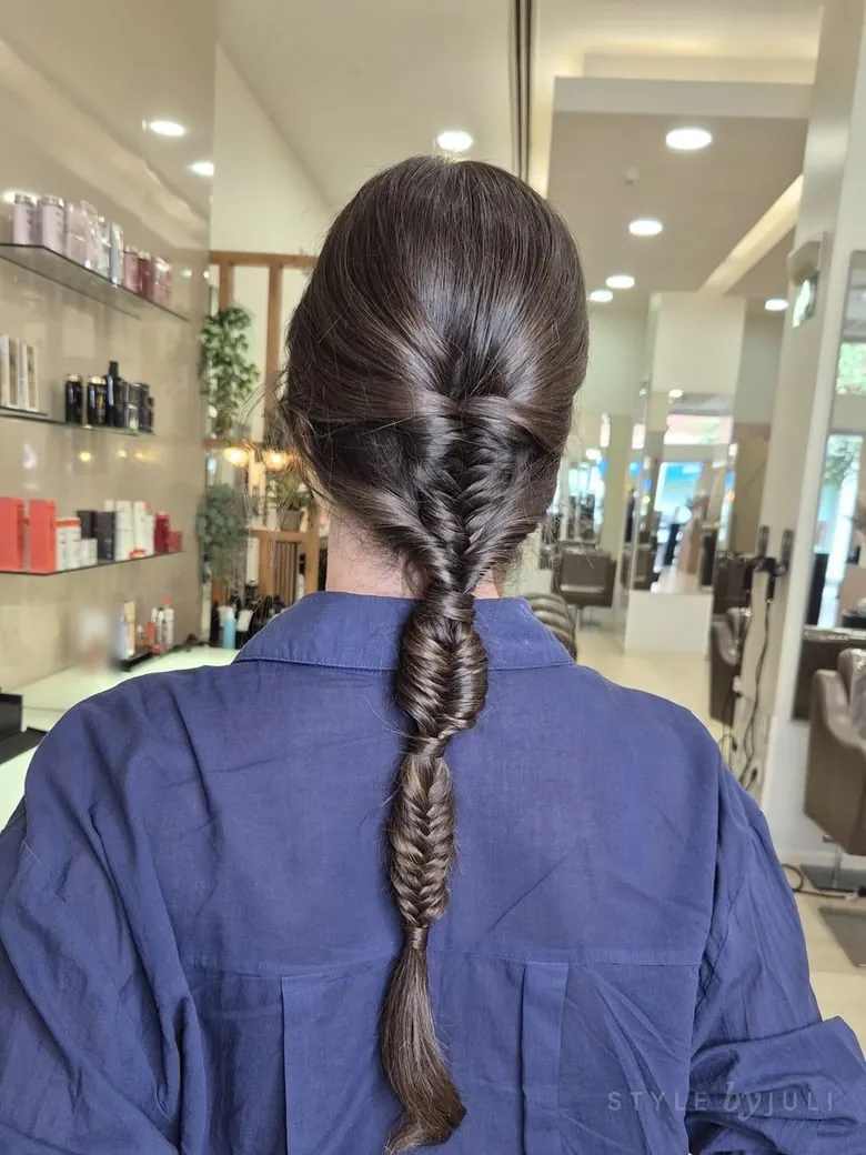 Trenza de espiga, de espaldas